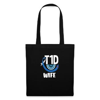 Cadeau pour diabétiques de type 1 pour diabétiques de type 1 - Sac en tissu - noir - Devant