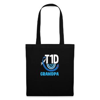 T1D Diabetes Typ 1 Diabetiker Geschenk - Stoffbeutel - Schwarz - Vorne