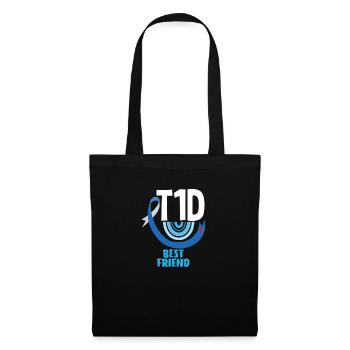 Cadeau pour diabétiques de type 1 pour diabétiques de type 1 - Sac en tissu - noir - Devant
