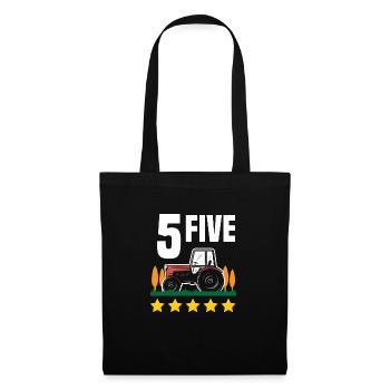 5e anniversaire tracteur 5 ans chemise d’anniversaire - Sac en tissu - noir - Devant