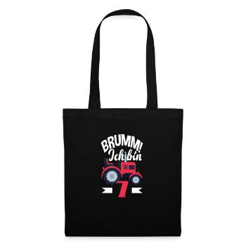 7. Geburtstag Traktor 7 Jahre Geburtstagsshirt - Stoffbeutel - Schwarz - Vorne