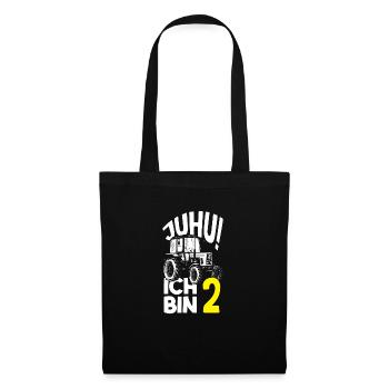 2. Geburtstag Traktor 2 Jahre Geburtstagsshirt - Stoffbeutel - Schwarz - Vorne