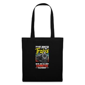 Drôle de Train amant Trains Locomotive cadeau - Sac en tissu - noir - Devant