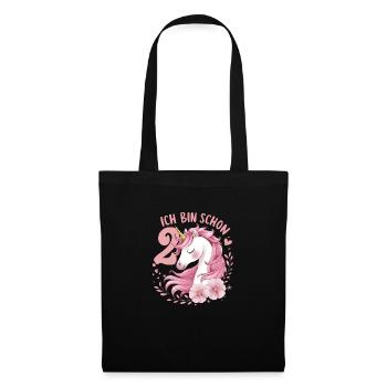 2ème anniversaire fille 2 ans cheval chevaux licorne - Sac en tissu - noir - Devant