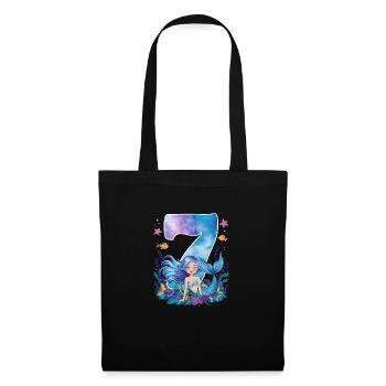 7ème anniversaire fille 7 ans sirène fête - Sac en tissu - noir - Devant
