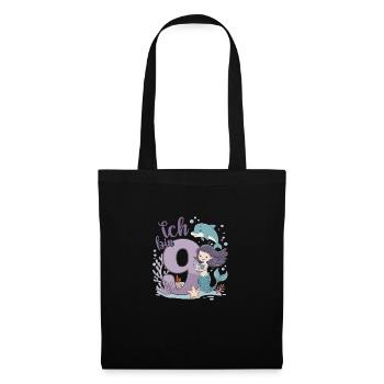 9th Birthday Girl 9 Years Mermaid Party - Tote Bag - black - Front
