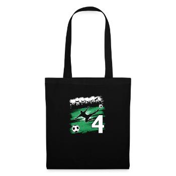 4ème anniversaire 4 ans de football Joueur de football - Sac en tissu - noir - Devant