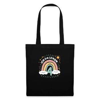 4th Birthday Shirt Rainbow Cloud - Tote Bag - black - Front
