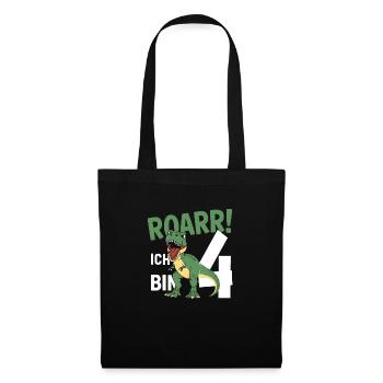 4ème anniversaire 4 ans Dino Dinosaur Fan - Sac en tissu - noir - Devant