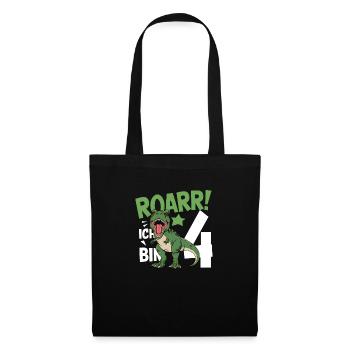 Fan de dinosaures Dino 4e anniversaire 4 ans - Sac en tissu - noir - Devant