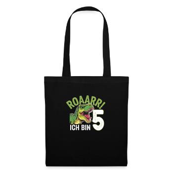 5ème anniversaire 5 ans de fan de dinosaures Dino - Sac en tissu - noir - Devant
