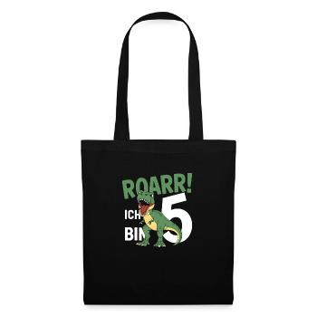 5ème anniversaire 5 ans de fan de dinosaures Dino - Sac en tissu - noir - Devant