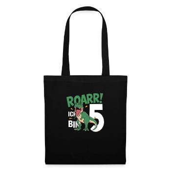 5th Birthday 5 Years Dino Dinosaur Fan - Tote Bag - black - Front