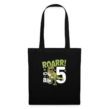 5th Birthday 5 Years Dino Dinosaur Fan - Tote Bag - black - Front