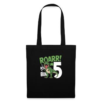 5th Birthday 5 Years Dino Dinosaur Fan - Tote Bag - black - Front