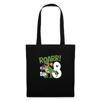 8e anniversaire 8 ans Dino Dinosaur Fan - Sac en tissu - noir - Devant