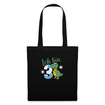 3ème anniversaire 3 ans Dino Dinosaur Fan - Sac en tissu - noir - Devant