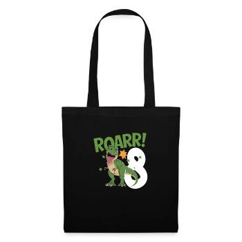 8e anniversaire 8 ans Dino Dinosaur Fan - Sac en tissu - noir - Devant