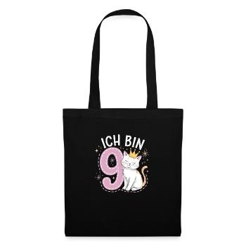 9th Birthday Cat Kitten Children's Birthday - Tote Bag - black - Front