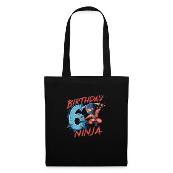 This Little Ninja Is 6 Birthday Shirt - Tote Bag - black - Front
