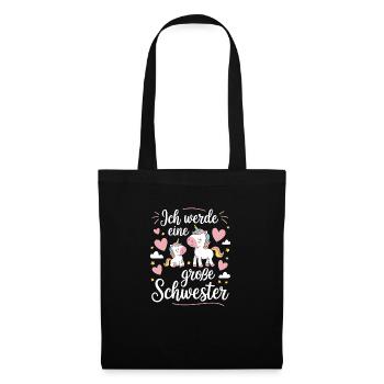 Ich werde eine große Schwester Einhorn - Stoffbeutel - Schwarz - Vorne