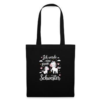 Ich werde eine große Schwester Einhorn - Stoffbeutel - Schwarz - Vorne