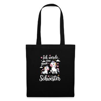 Ich werde eine große Schwester Einhorn - Stoffbeutel - Schwarz - Vorne