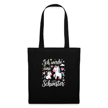 Ich werde eine große Schwester Einhorn - Stoffbeutel - Schwarz - Vorne