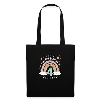 4th Birthday Shirt Rainbow Cloud - Tote Bag - black - Front