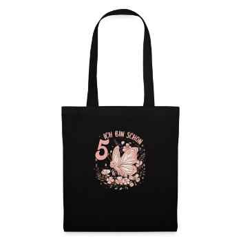 5th Birthday Butterfly Children's Birthday Party - Tote Bag - black - Front