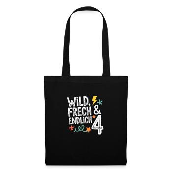 Wild, Cheeky & Finally 4 Years 4th Birthday - Tote Bag - black - Front