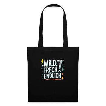 Sauvage, effronté et enfin 7 ans 7e anniversaire - Sac en tissu - noir - Devant