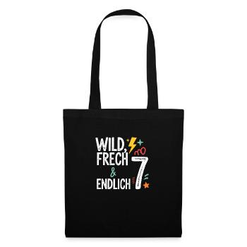 Sauvage, effronté et enfin 7 ans 7e anniversaire - Sac en tissu - noir - Devant
