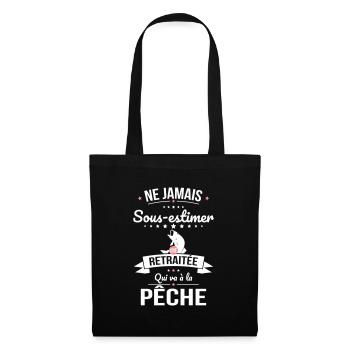 Sous-estimer une retraitée qui va à la pêche - Sac en tissu - noir - Devant