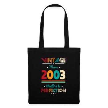 Anniversaire 20 ans - Vintage - Mars 2003 - Sac en tissu - noir - Devant