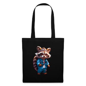 Happy Chibi raton laveur en jeans - Sac en tissu - noir - Devant