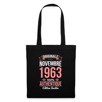 Anniversaire 60 ans - Originale - Novembre 1963 - Sac en tissu - noir - Devant
