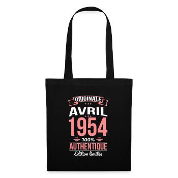 Anniversaire 70 ans - Originale - Avril 1954 - Sac en tissu - noir - Devant