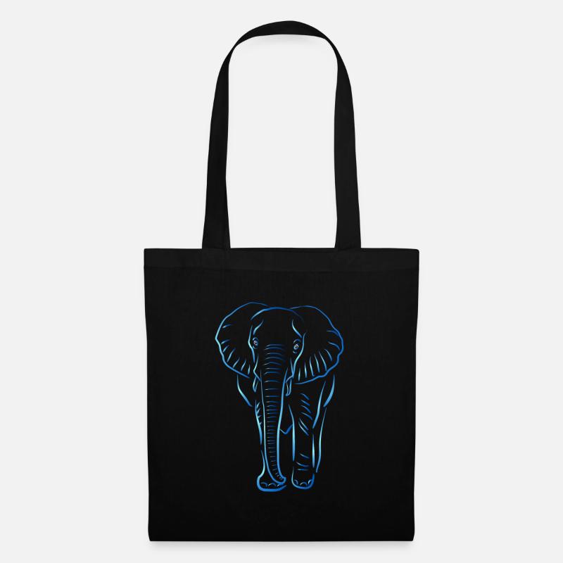 Motiv Elefant in blau Geschenk - Stoffbeutel - Schwarz