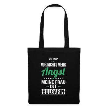 Meine Frau ist Bulgarin - Geschenkidee Humor - Stoffbeutel - Schwarz - Vorne