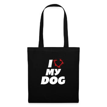 J’aime mon chien J’aime mon chien ami chien - Sac en tissu - noir - Devant