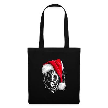Santa BORDER COLLIE Weihnachten Hunde Wilsigns - Stoffbeutel - Schwarz - Vorne