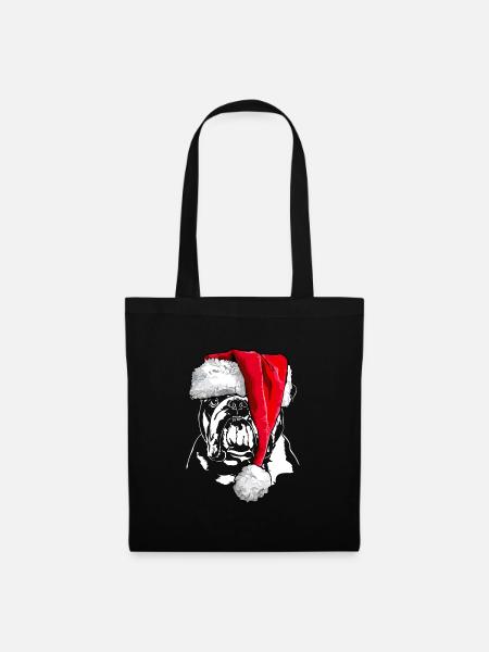 Santa ENGLISH BULLDOG Weihnachten Wilsigns - Stoffbeutel - Schwarz