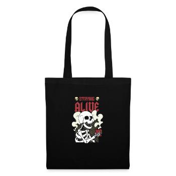 Staying alive - Lustiges Kaffee Skelet - Stoffbeutel - Schwarz - Vorne