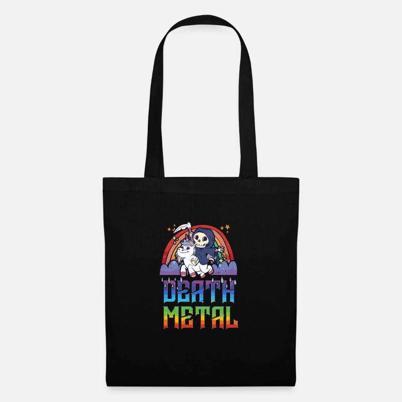 Death Metal & Einhorn Regenbogen - Stoffbeutel - Schwarz