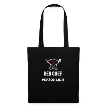 Hier grillt der Chef noch persönlich - Grillen - Stoffbeutel - Schwarz - Vorne