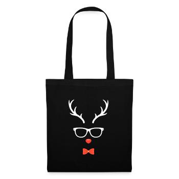 Rentier Weihnachten Rudolf Hipster Geeky - Stoffbeutel - Schwarz - Vorne