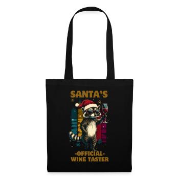 Lustiger Spruch Wein Weihnachten Waschbär - Stoffbeutel - Schwarz - Vorne