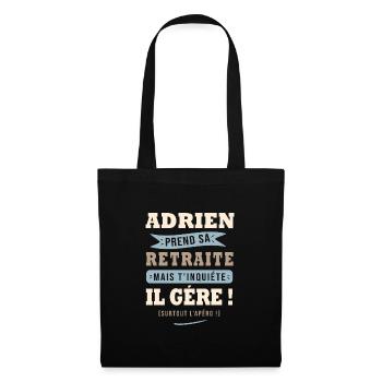 Adrien humour retraite cadeau retraité - Sac en tissu - noir - Devant