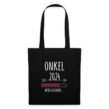 werdender Onkel 2024 Schwangerschaft Geschenk - Stoffbeutel - Schwarz - Vorne